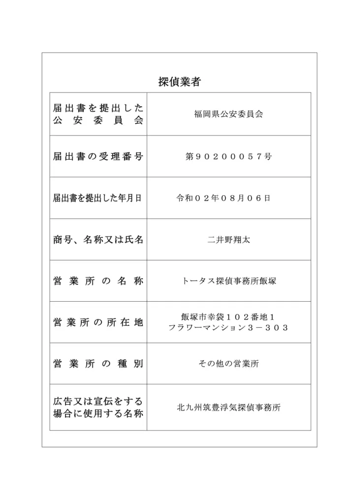 探偵業標識_飯塚