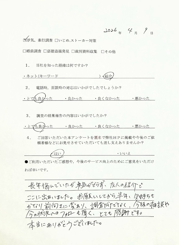 長年悩んでいたが勇気がでらず、友人の紹介でここに出あいました。